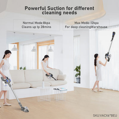 MOOSOO X6 Cordless Stick Vacuum Cleaner 12KPa Suction 120W 2200mAh 1.3L 4 in 1 Handheld Cleaner for Hard Floor Carpet Pet Hair